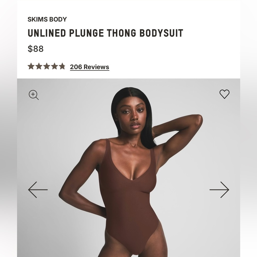 SKIMS Brown Unlined Plunge Thong Bodysuit
